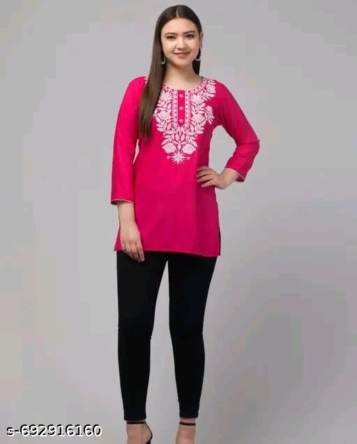 Cotton Stylish Embroidered Straight Kurti For Women